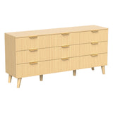 Dresser Boho Fluted Natural Wood 9-Drawer 63in