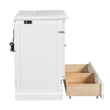 Farmhouse Style Solid Pine Murphy Bed Chest Cube with Charging Station and Storage Drawer, Full, White