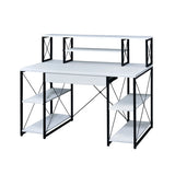 Writing Desk - Wood & Metal Sled Base - White - 47" Top with Drawer