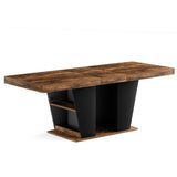 Engineered Wood Dining Table with Storage Black/Rustic Brown 44"