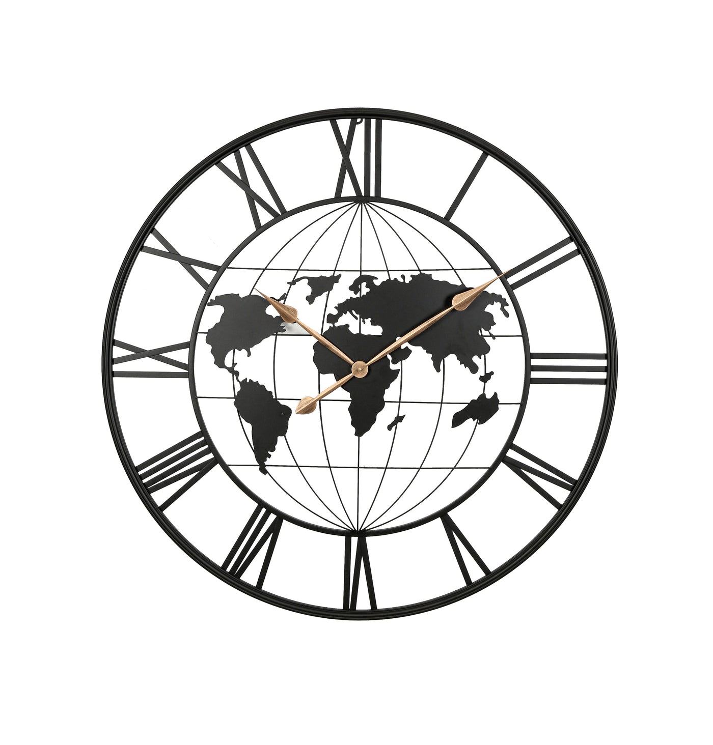 36" Black Metal Silent Wall Clock with Gold Pointers