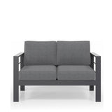 Outdoor Loveseat Aluminum Gray Dark Gray Olefin Cushions 50in