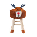 Cute Deer Foot Stool Ottoman, Pine Wood Legs