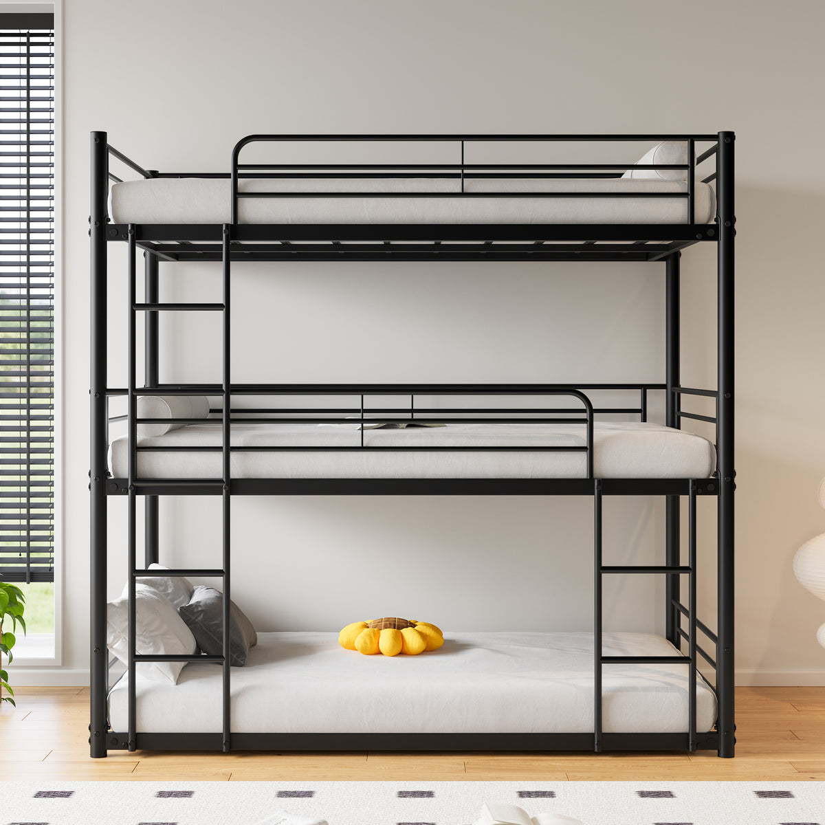 Twin Metal Bunk Bed Black