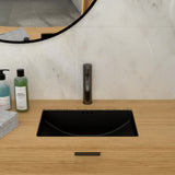 Modern Black Ceramic Undermount Bathroom Sink with Overflow, 21' x 14.75', High-