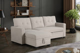 Convertible Upholstered Sectional Sofa with Pull-out Chaise