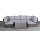 Outdoor Sectional Set HDPE Wicker Aluminum Gray Reversible 4 Person