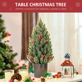 HOMCOM 18' Tall Unlit Miniature Snow-Flocked Tabletop Artificial Christmas Tree,