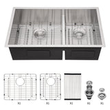 28' x 19' Modern Double Bowl Undermount Sink 60/40 Design with 10' Deep Basins i