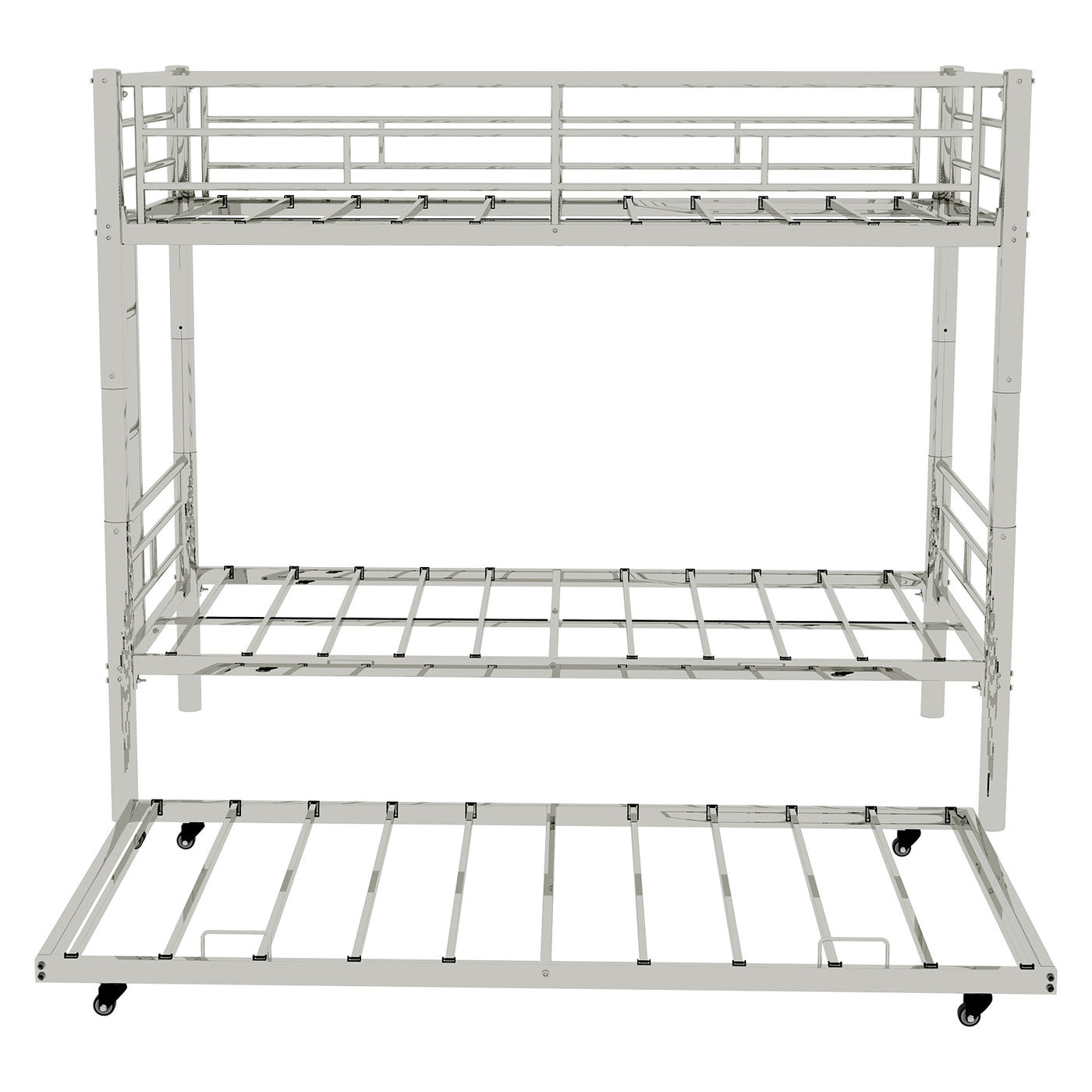 Twin Over Twin Metal Bunk Bed with Safety Guardrail