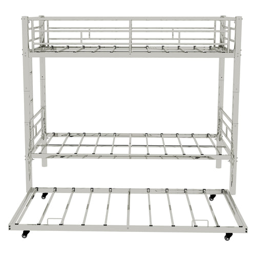 Twin Over Twin Metal Bunk Bed with Safety Guardrail
