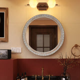 23.62" Round Wall Mirror Silver-Gold Carved Frame