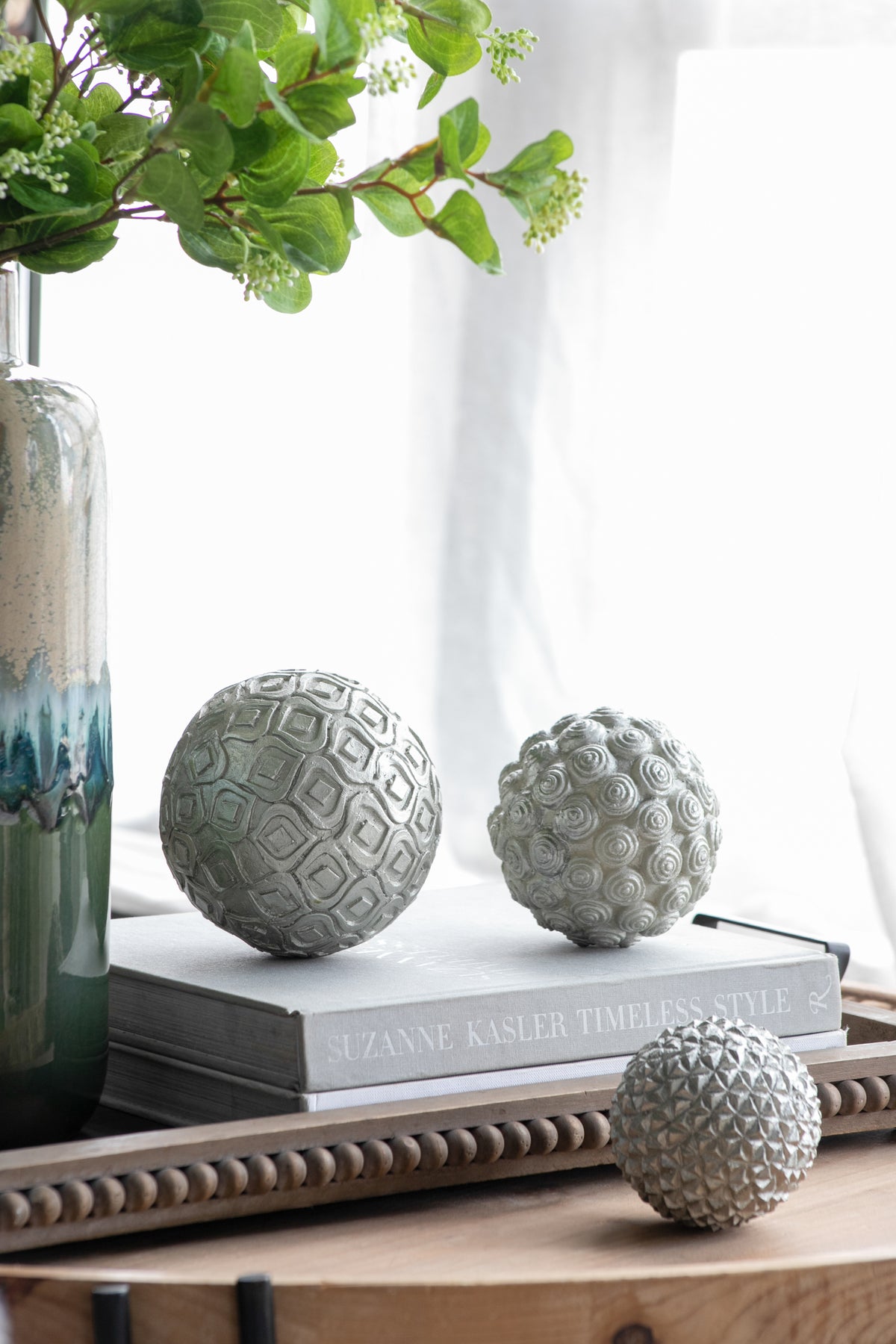 S/3 Nahara Silver Balls Decorative Orbs
