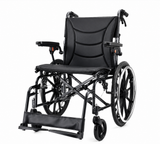 Adult Wheelchair, 20-inch Ergonomic Foldable Aluminum Transport Wheelchair with
