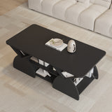 Round Engineered Wood Coffee Table with Storage Black