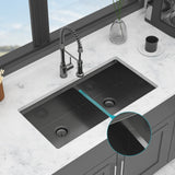 Double Bowl (60/40) Undermount Kitchen Sink- 36"x19"x10" Gunmetal Black 16 Gauge