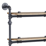 Wall Rack - Pipe Style Metal & Oak - Sandy Black - 4 Shelves