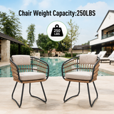 Outdoor Patio Furniture Set of 2 Wicker Beige