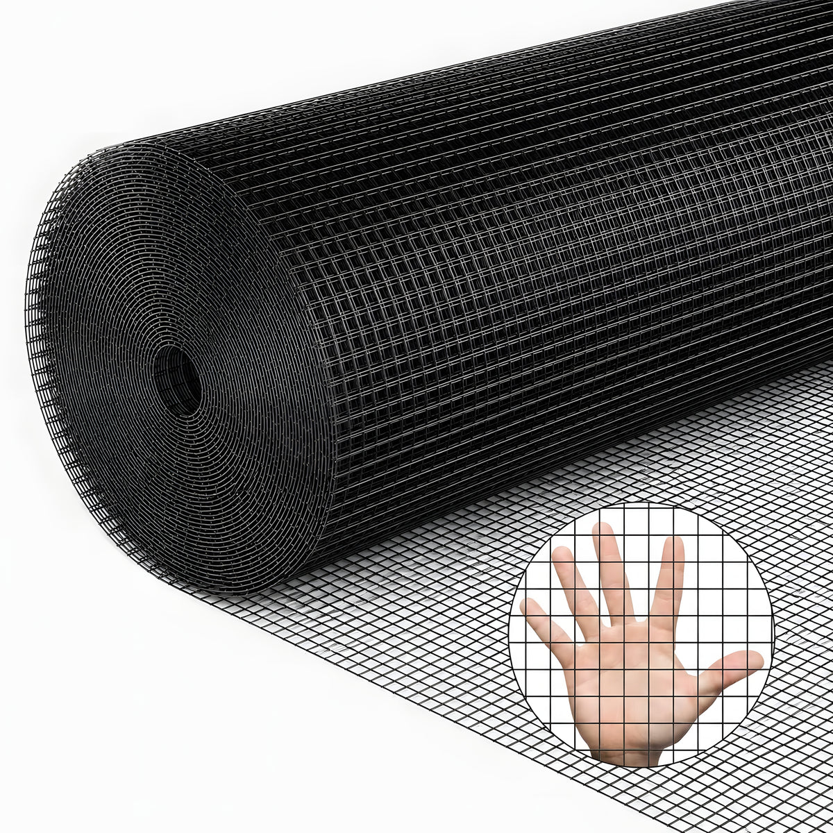 36" x 50ft Black Metal Mesh Chicken Wire Garden Fencing Roll