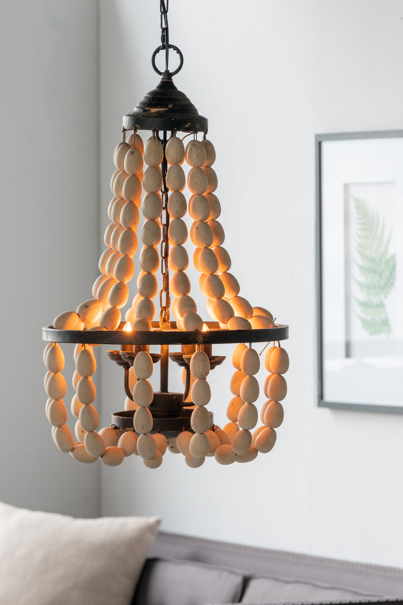 Large Beaded 4-Light Vintage Chandelier Hanging Fixture 18.9x33.1