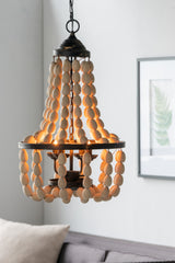 Large Beaded 4-Light Vintage Chandelier Hanging Fixture 18.9x33.1