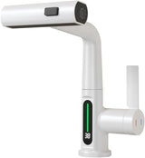 Pull-Out LED Temperature Display Bathroom Basin Faucet 360 Rotatable