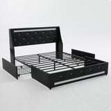 Full Upholstered Platform Bed with Headboard Black