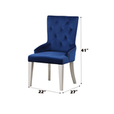 Parson Side Chair - Blue Fabric - Button Tufted & Nailhead Trim