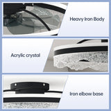 Flush Mount Ceiling Fan with LED Light - Crystal - Black - 24"