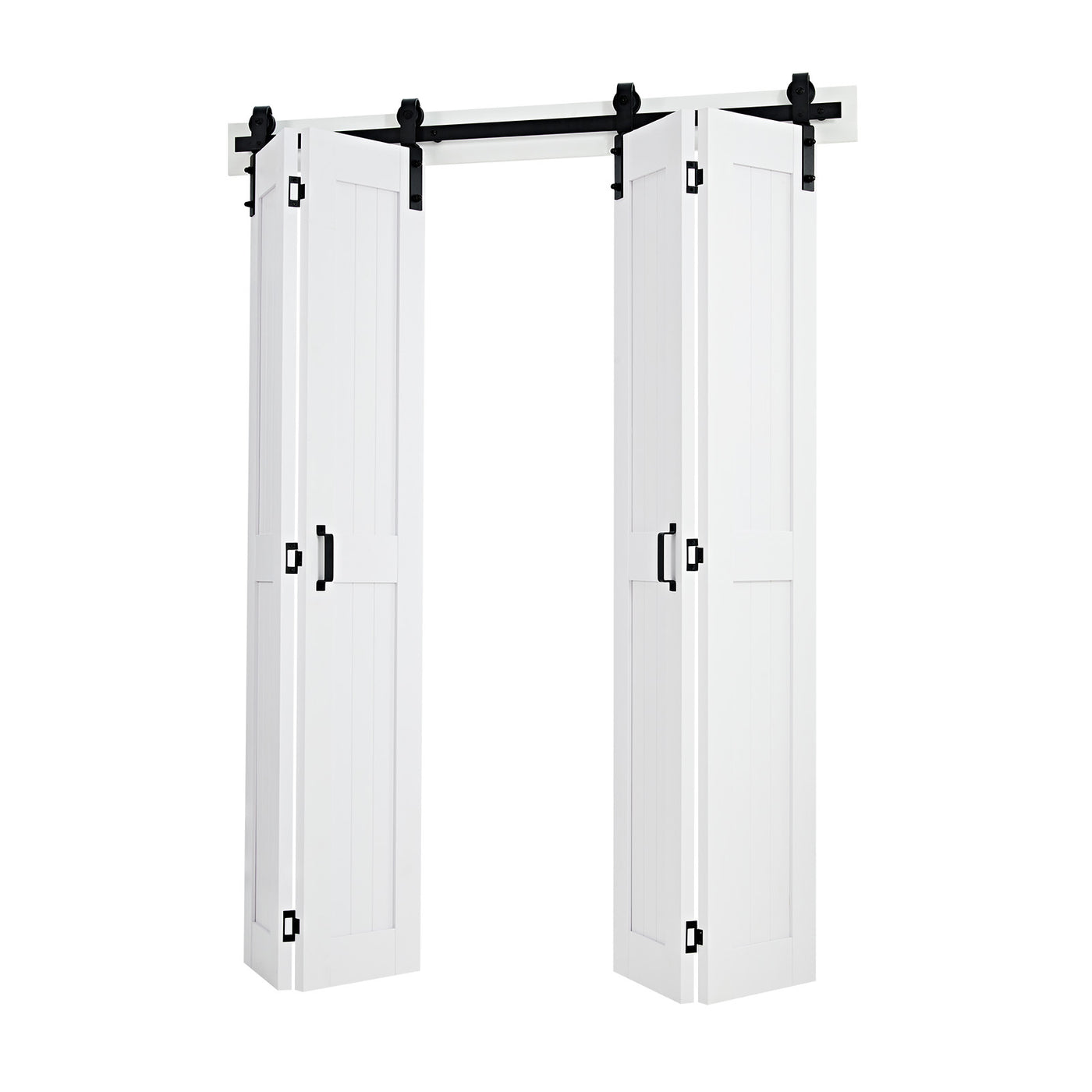60" x 84" Bifold Barn Door MDF Sliding Closet Doors White