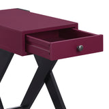 Accent Table - Modern - Burgundy and Black - USB Port and Drawer
