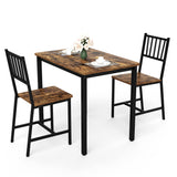 Metal Bar Table Set Rustic Brown