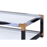 Coffee Table - Modern - Tempered Glass & Metal - Clear & White - Shelf