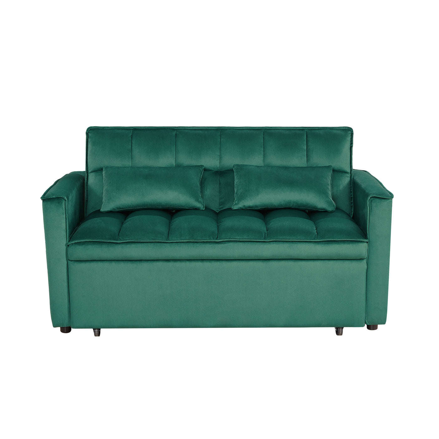 Green 2-Seater Pull-Out Sleeper Sofa Bed for Living Room