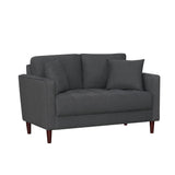 Gray Upholstered Loveseat Plush Cushion Tufted Detail
