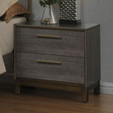 Contemporary Two Tone Antique Gray Nightstand with Metal Glides