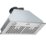 Insert Range Hood, 800CFM 3-Speed, 30 Inch Stainless Steel Built-in Kitchen Vent with Push Button Control LED Lights Baffle Filters, Ducted/Ductless Convertible, ETL Listed