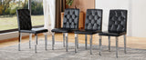 Set of 4 Metal Dining Chair Black/Silver