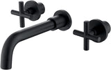 Double Handle Wall Mount Matte Black Bathroom Faucet