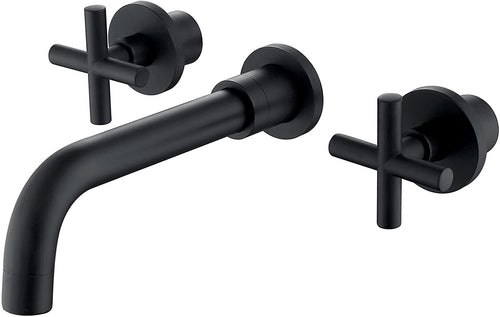 Double Handle Wall Mount Matte Black Bathroom Faucet