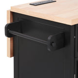 K&K 56.5'' Kitchen Island with Drop Leaf, Power Outlet, Embossed Vertical Stripe