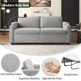 Grey Corduroy Sleeper Sofa Loveseat Full Size Mattress USB