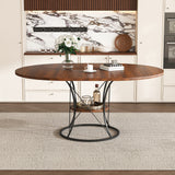 Stone Dining Table Walnut/Black 49"
