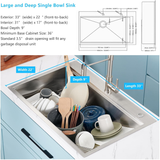 33 x 22 Drop In Stainless Steel Workstation Sink