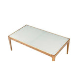 Frosted Glass Top Coffee Table with Natural Wood Legs