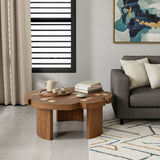 Round Engineered Wood Coffee Table Brown/Yellow