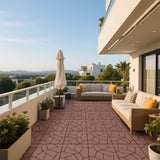 12' Patio Deck Interlocking Tiles Stone Style Red Brown 44pc