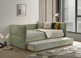 Daybed with Trundle Solid Wood Sleeper Tufted Light Green