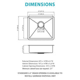 Kitchen Sink, 18 Inch Undermount Sink 5.5-Inch Low Depth ADA Compliant Single