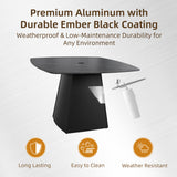 44" Rounded Square Outdoor Pedestal Dining Table Black